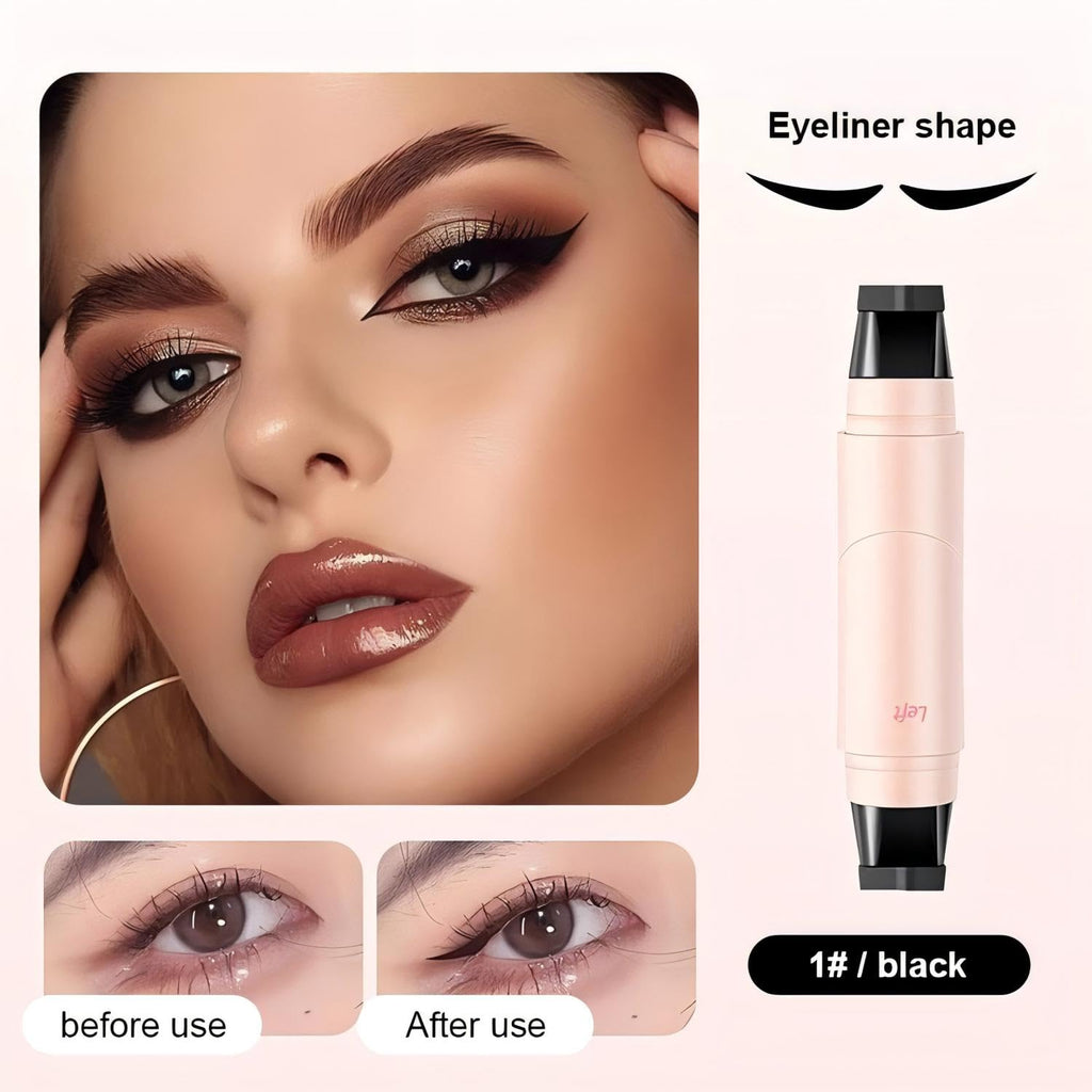 PAGE VINE Winged Eyeliner Stamp Pen Dual Head Rotating Design, Quick-Dry, Long-Lasting, Smudge-Proof for Easy Cat Eye (Black)