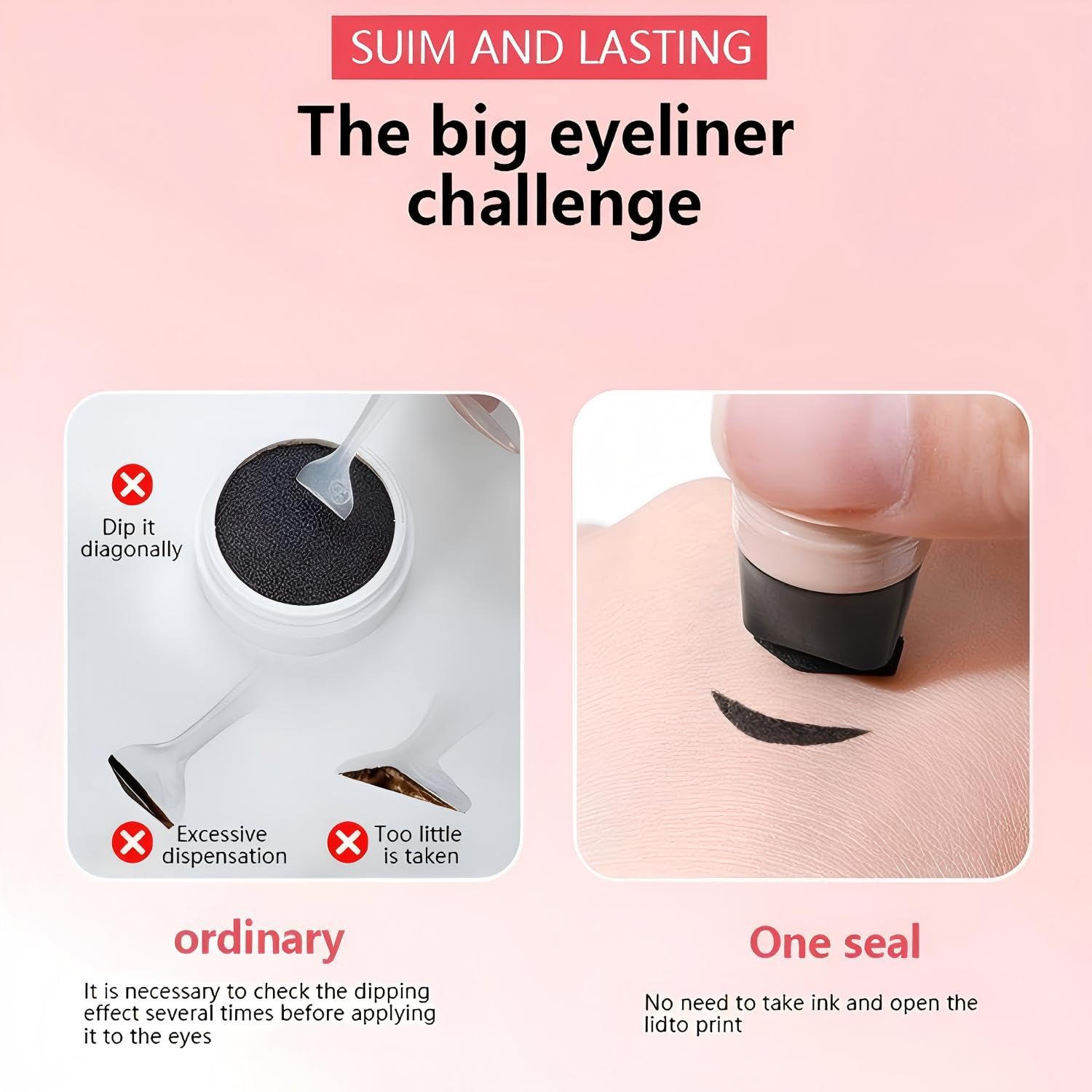 PAGE VINE Winged Eyeliner Stamp Pen Dual Head Rotating Design, Quick-Dry, Long-Lasting, Smudge-Proof for Easy Cat Eye (Black)