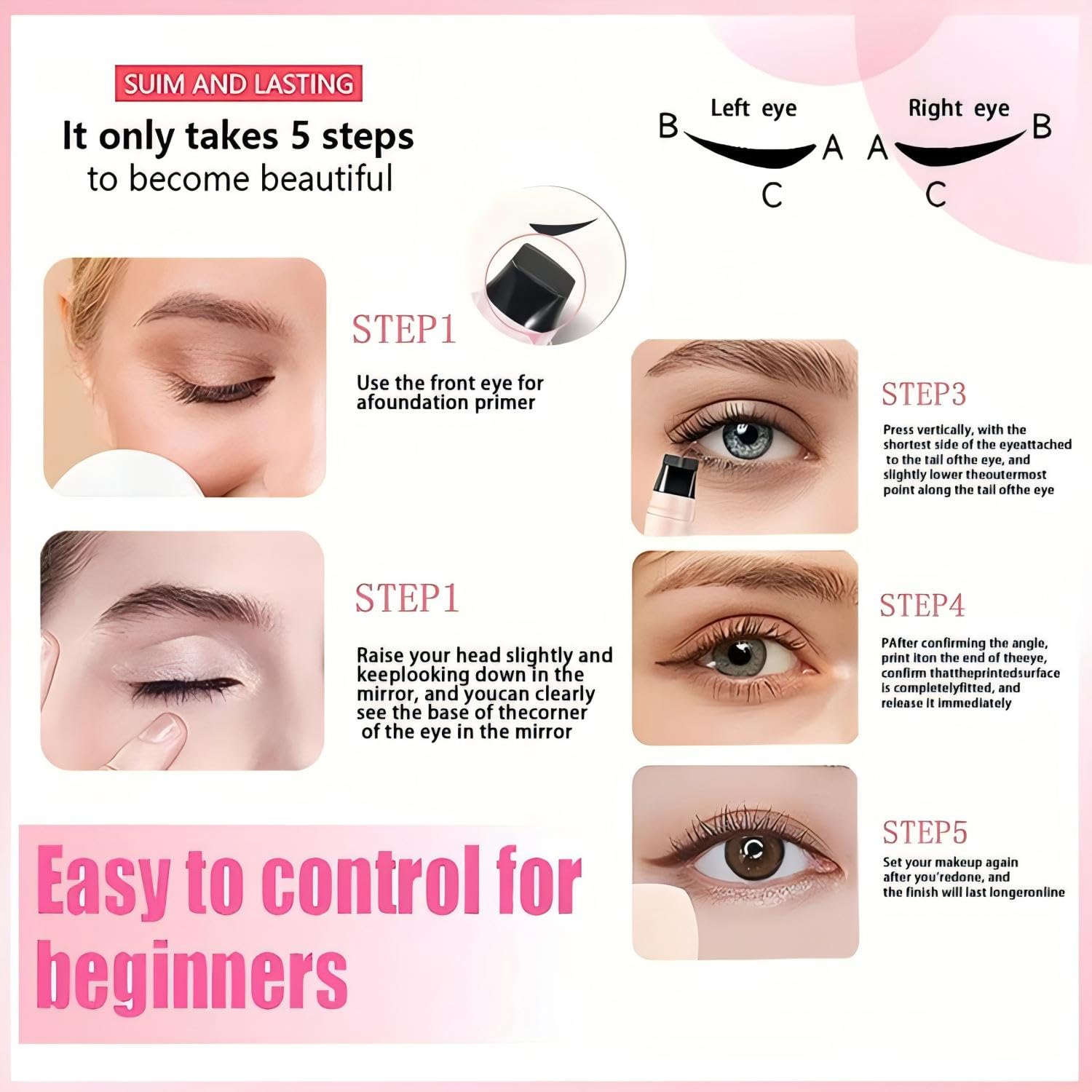 PAGE VINE Winged Eyeliner Stamp Pen Dual Head Rotating Design, Quick-Dry, Long-Lasting, Smudge-Proof for Easy Cat Eye (Black)